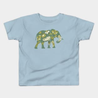 Elephant silhouette with flowers and leaves Kids T-Shirt